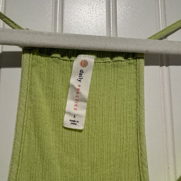 Anthropologie Daily Practice Lime Green Gauzy Cotton Midi Dress Comfy Size Large - Picture 5 of 8